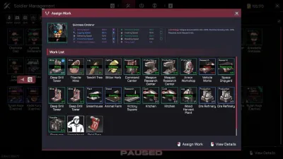The Pax Autocratica work assignment screen listing colonists and their jobs